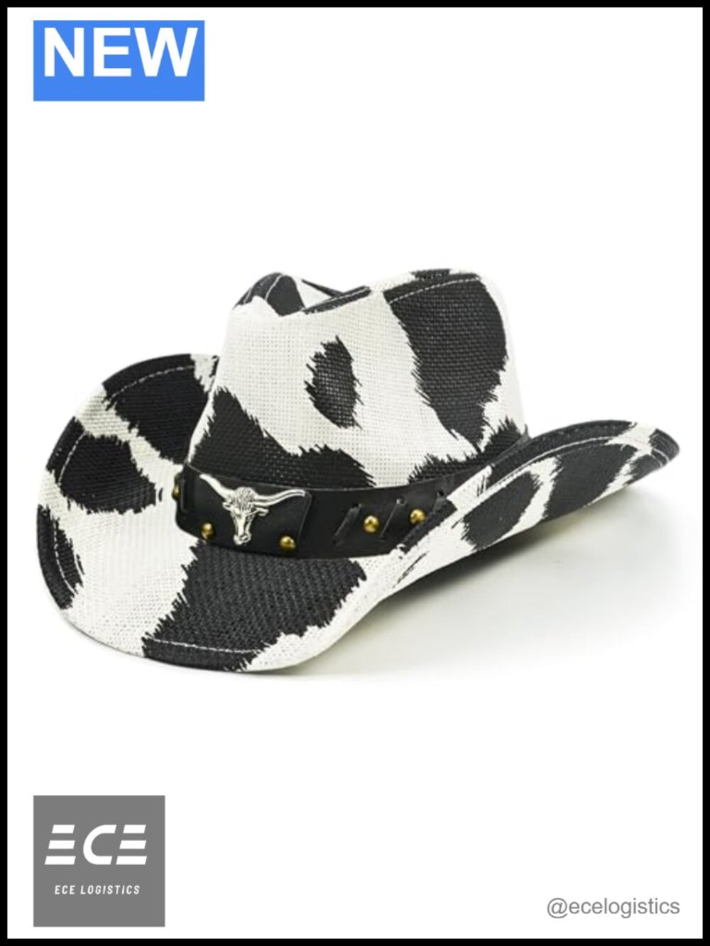 Straw Cowboy Hat Cow Print Western Bachelorette Party